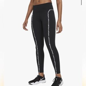 Nike One Luxe Icon Clash Leggings XS Black Purple Chalk Training NWT
